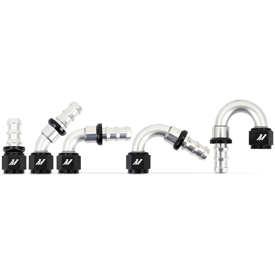 Mishimoto Choose Your Own Push-Lock AN Fittings -4 and -6 and -8 and -10 and -12 Straight and 45° and 90° and 120° and 180°
