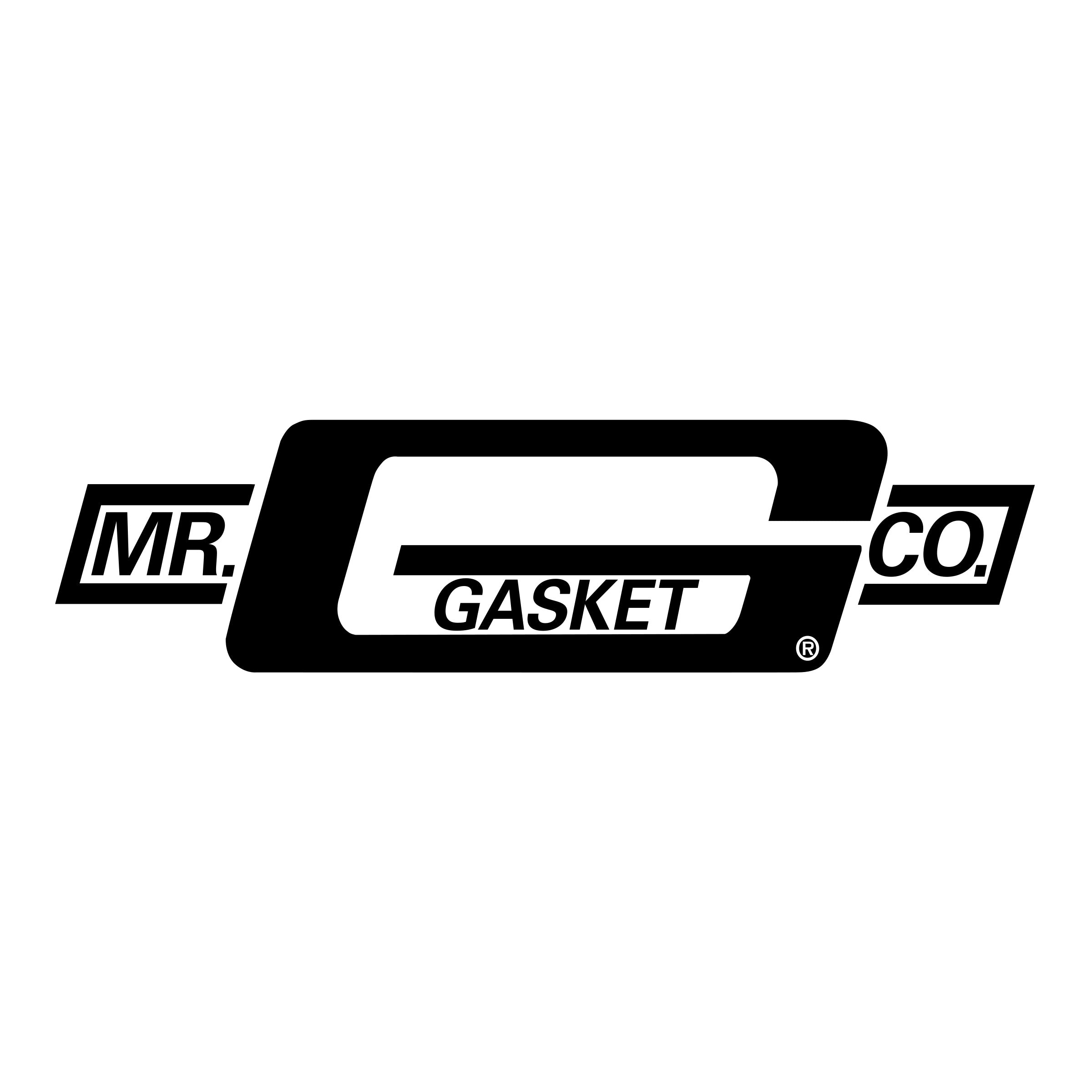 Black and white logo of Mr. Gasket Co. on a white background