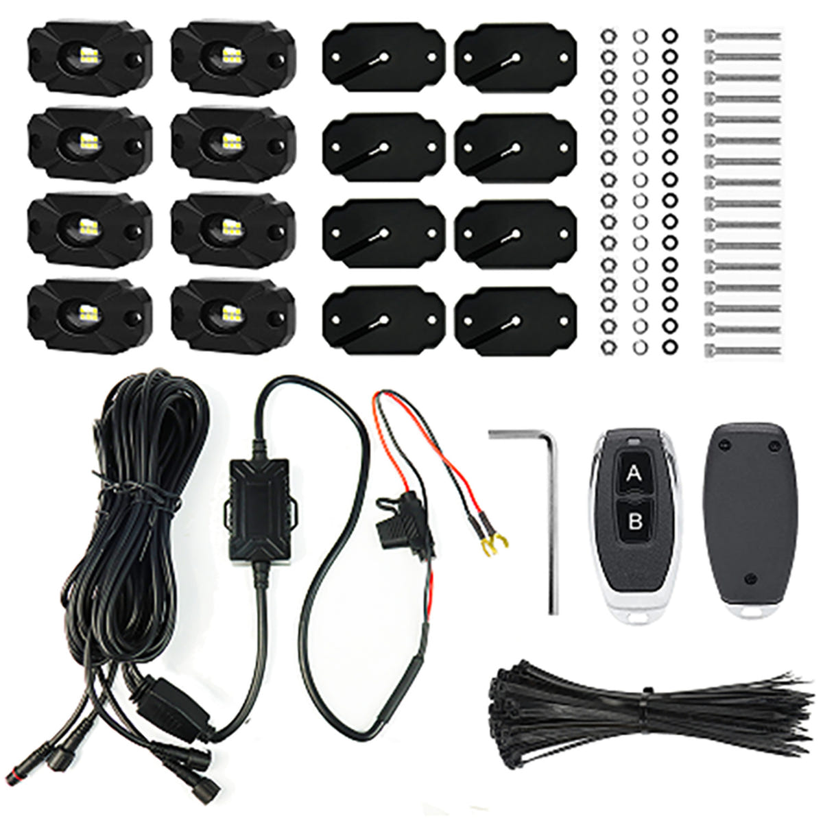 Race Sport Lighting Ultra Bright White LED Rock Crawler Light Kit with Fade / Strobe Patterns
