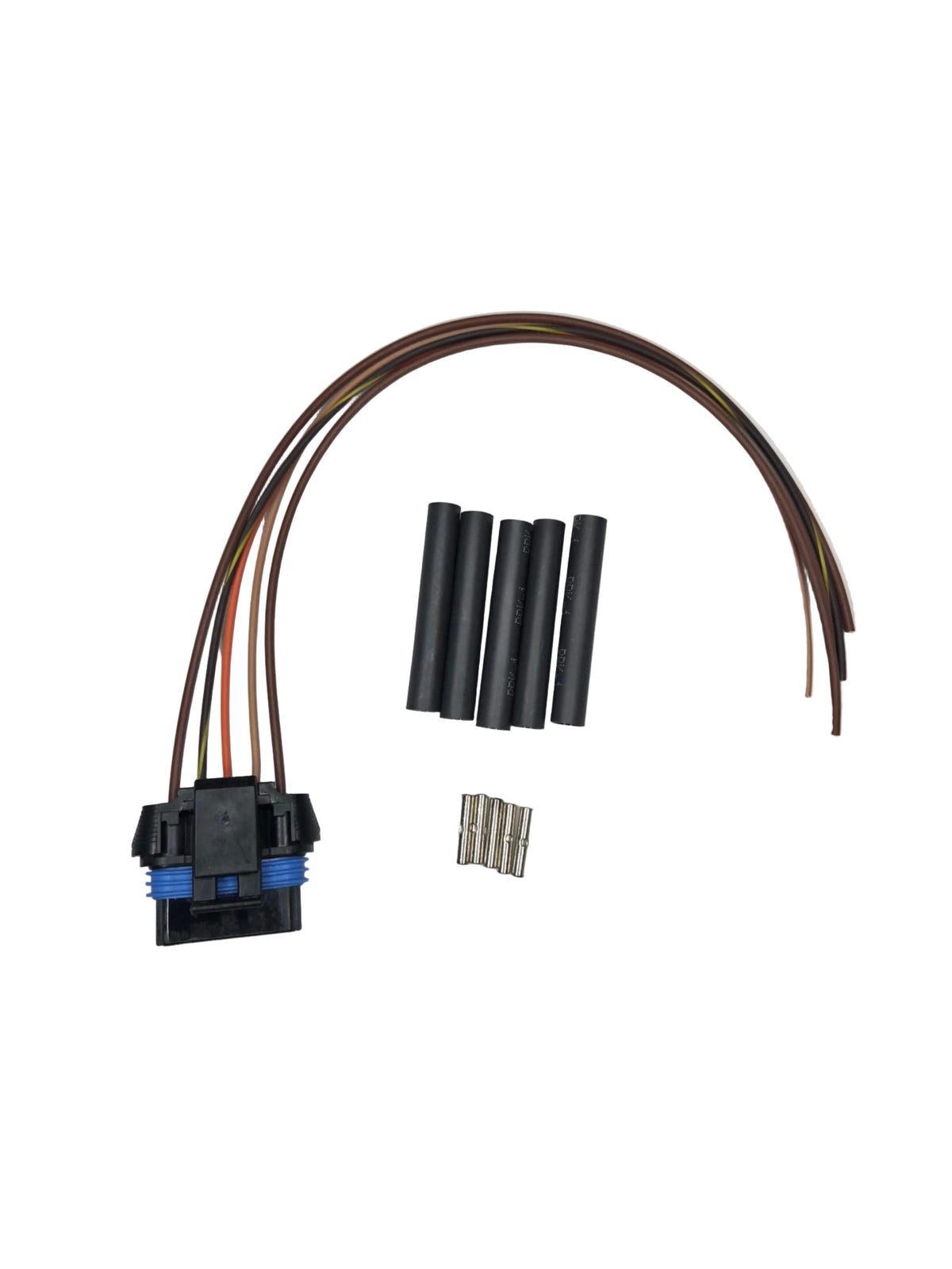 Car ignition cable set with connectors on a white background