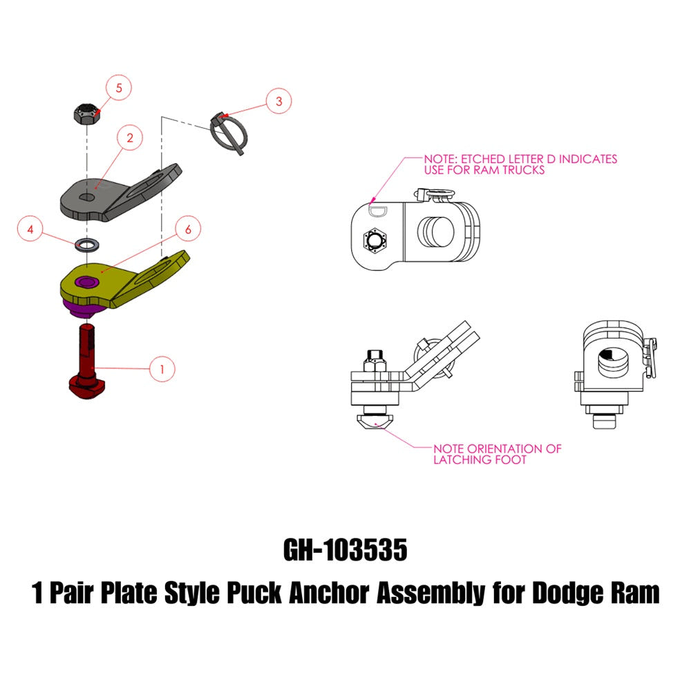 Gen-Y Hitch Safety Chain Anchors Dodge and Ram