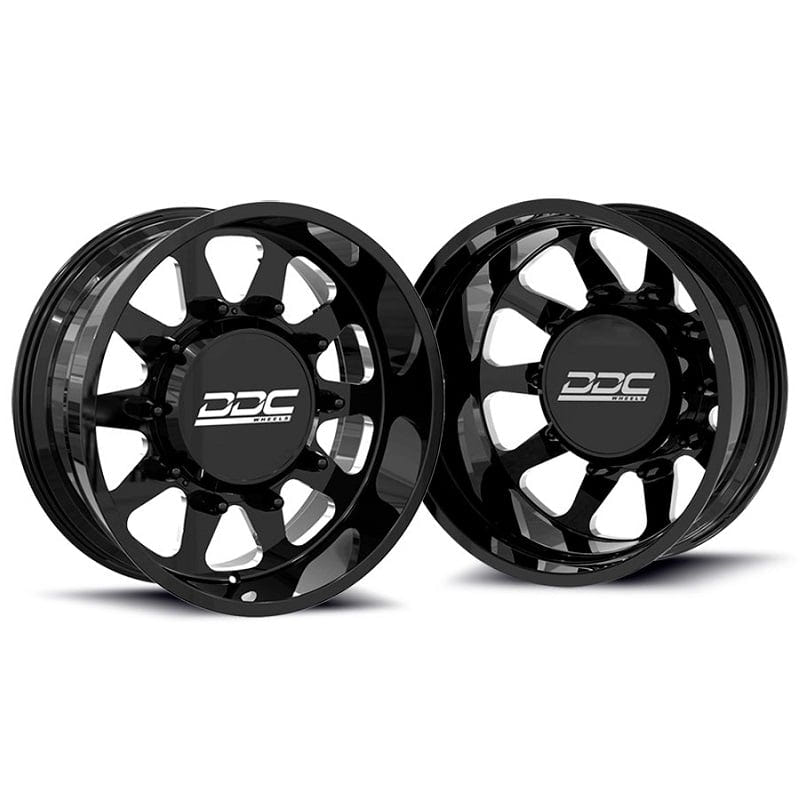 DDC Wheels Forged Black and Milled The Ten 22"x 8.25" Wheel Set for 11-23 GM 3500 Dually