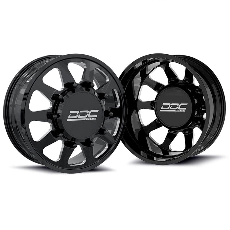 DDC Forged The Ten Black and Milled 22"x8.25" Wheels for 05-23 F-350 for 11-14 F-450 for 19-24 Ram 3500 Dually