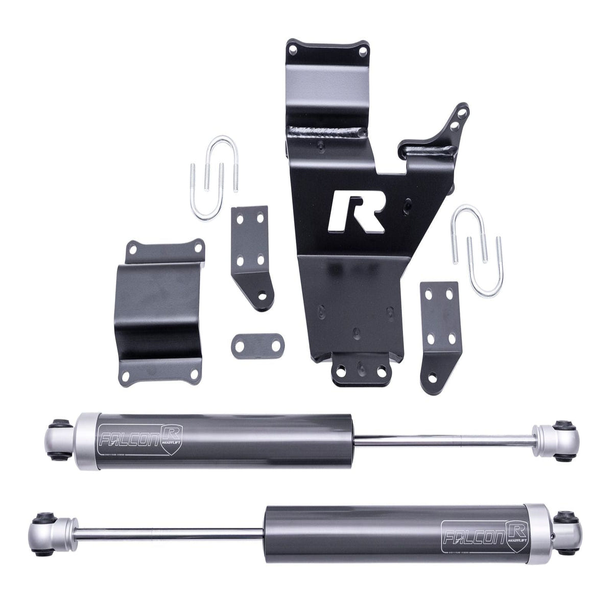 ReadyLIFT Bolt On Falcon-equipped Dual Steering Stabilizer System for 05-26 Ford F-450 and F550