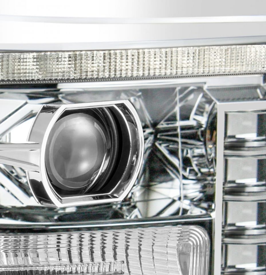 Alpharex LUXX-Series Chrome LED Projector Headlights 11-16 Ford 6.7L  Powerstroke