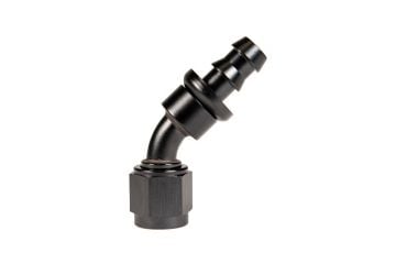 Fleece Performance -6AN 45 Degree to Hose Barb Black Anodized Fitting