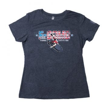 F-Bomb Diesel Women's Additive Flag Logo With Pin-Up Grey T-Shirt
