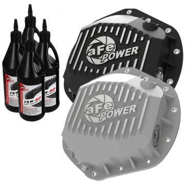 AFE Power Street Series Rear Differential Cover Black W/ Machined Fins 01-19 6.6L GM Duramax