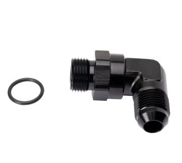 Fleece Performance -8AN Male To 3/4"-16 O-Ring Male 90 Degree Black Anodized Adapter Fitting