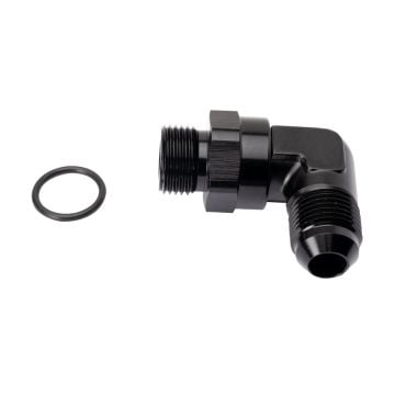 Fleece Performance -8AN Male To 3/4"-16 O-Ring Male 90 Degree Black Anodized Adapter Fitting