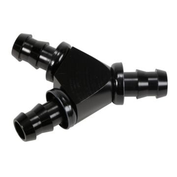 Fleece Performance 1/2" Black Anodized Aluminum Y Barbed Fitting -8 Pushlock Hose