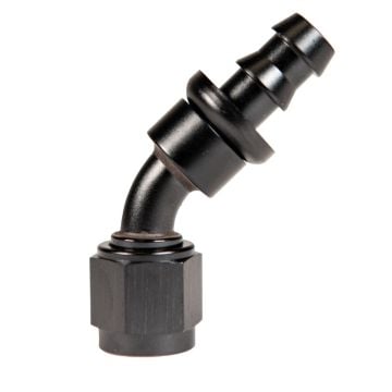 Fleece Performance -6AN 45 Degree to Hose Barb Black Anodized Fitting