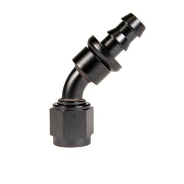 Fleece Performance -8AN 45 Degree to Hose Barb Black Anodized Fitting