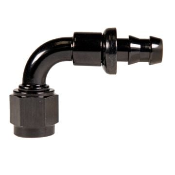 Fleece Performance -6AN 90 Degree to Hose Barb Black Anodized Fitting