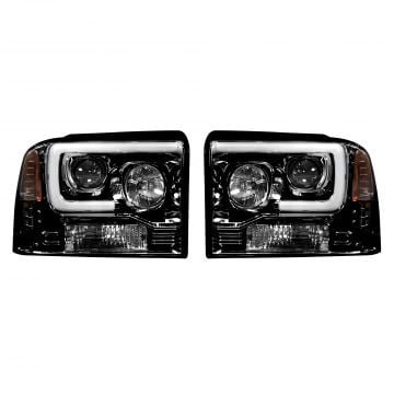 RECON Smoked Projector Headlights Ford Superduty 2005-07 264193BKC