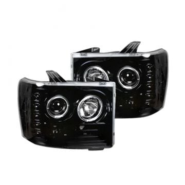 RECON Smoked Projector Headlights w/CCFL Halo and DRL 07-13 GMC Sierra 264271BKCC